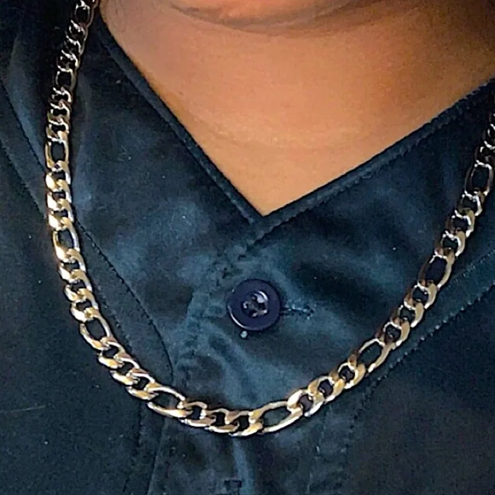 STAINLESS STEEL FIGARO CHAIN LINK NECKLACE